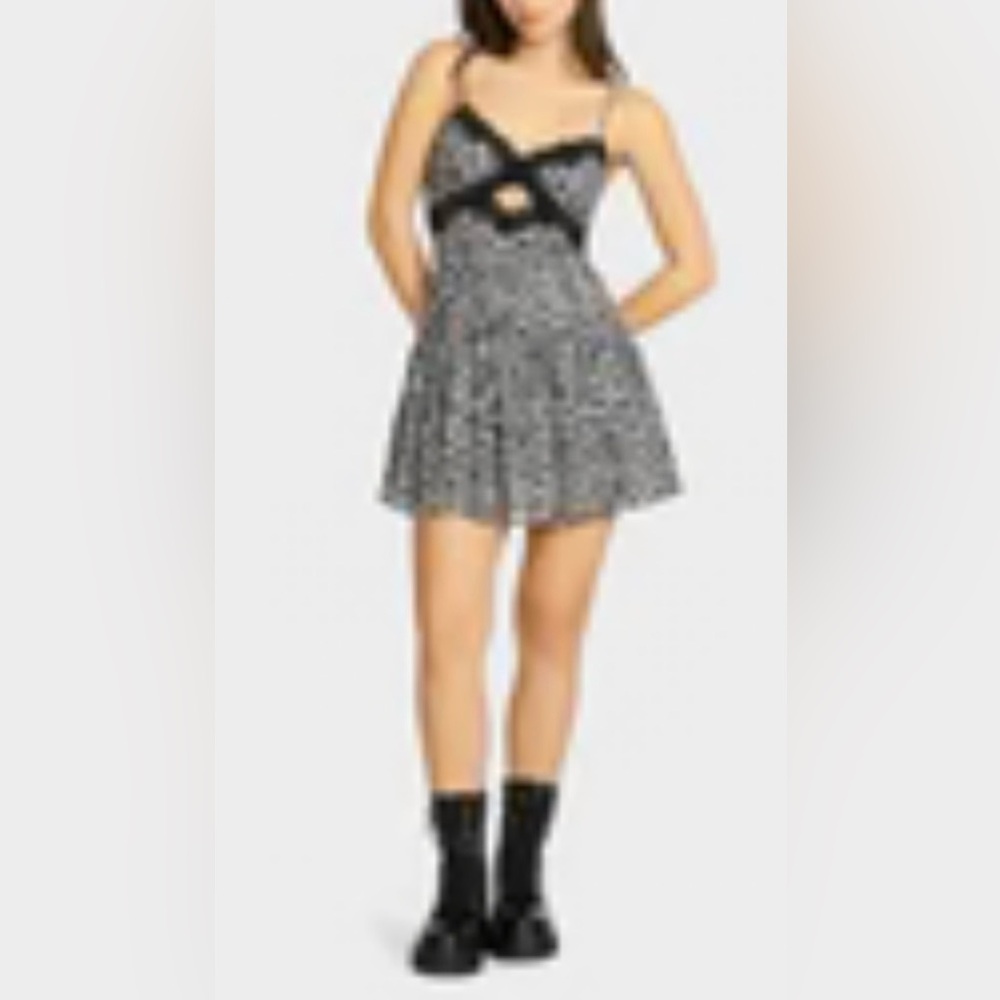 Black and White leopard print  Mini Skater Dress size M